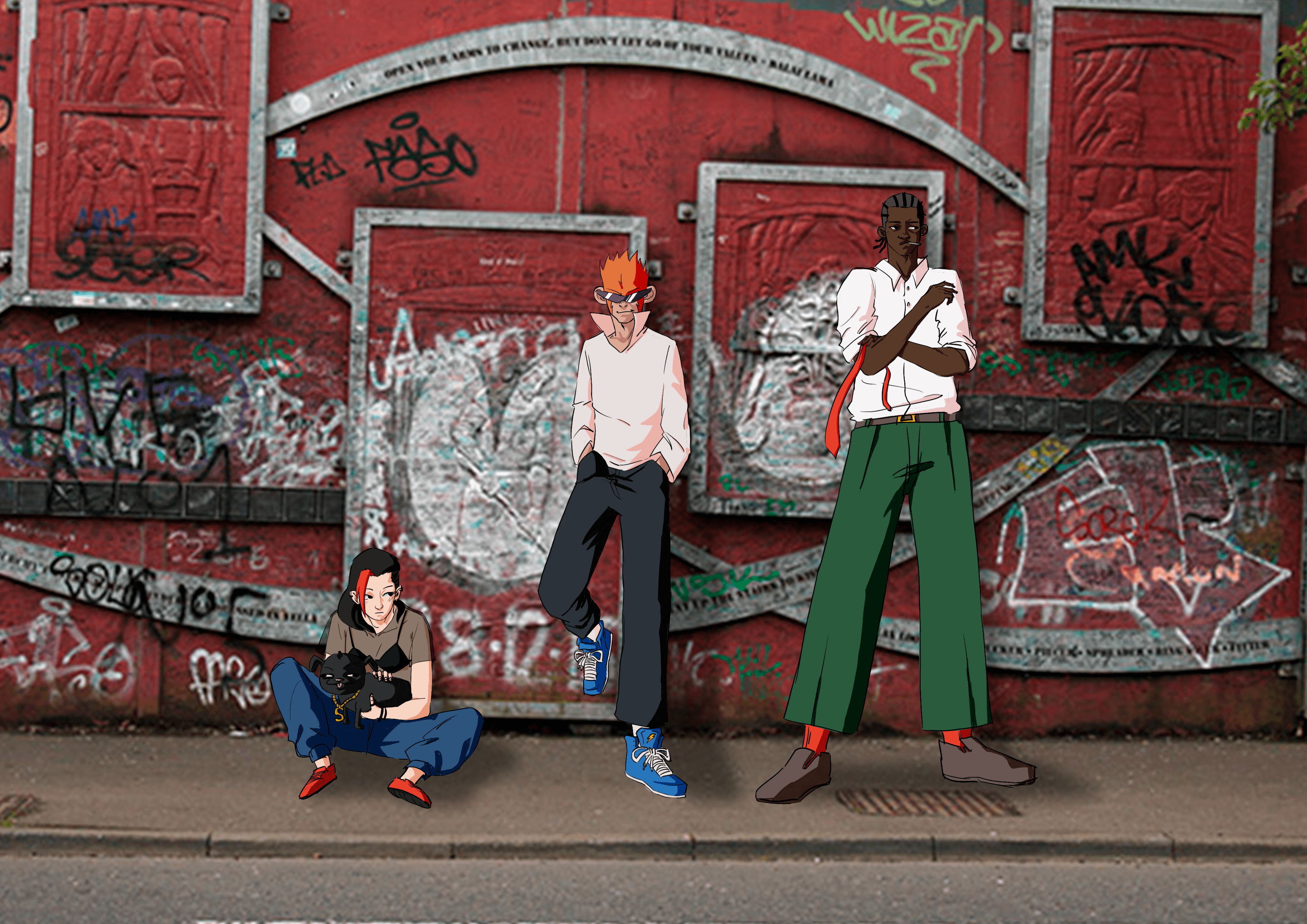 Konk graffiti hero with anime characters